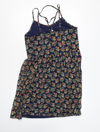 Xhilaration Womens Multicoloured Floral Polyester Skater Dress Size XL Round Neck Pullover