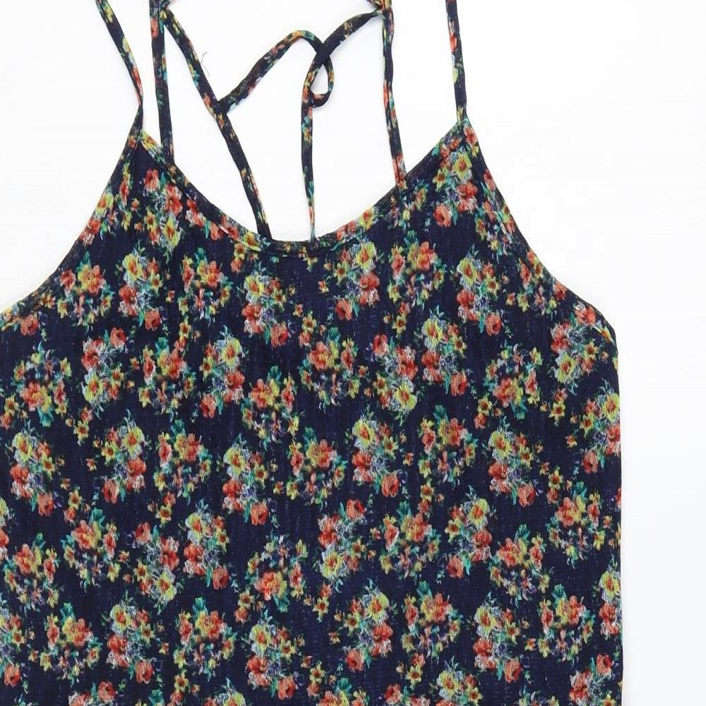 Xhilaration Womens Multicoloured Floral Polyester Skater Dress Size XL Round Neck Pullover