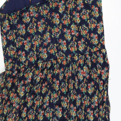 Xhilaration Womens Multicoloured Floral Polyester Skater Dress Size XL Round Neck Pullover