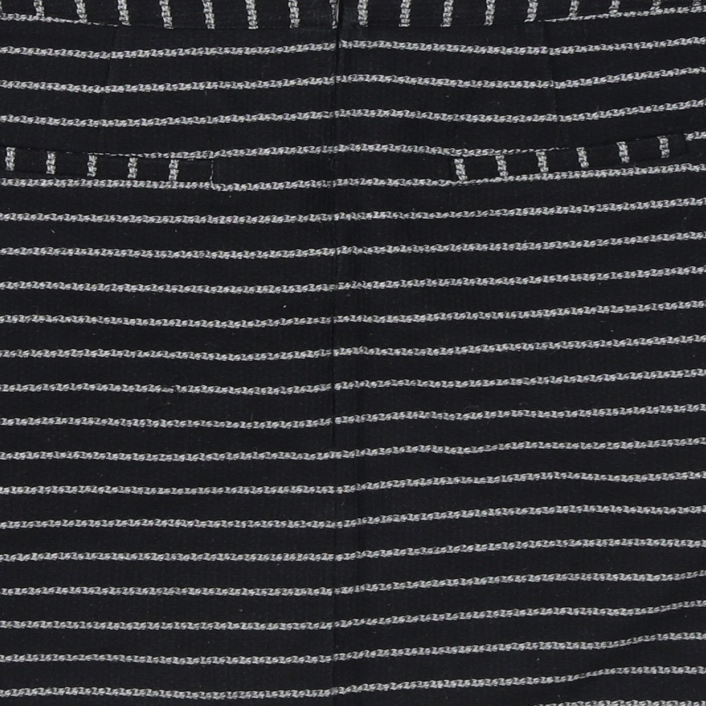 New Look Womens Black Striped Polyester Mini Skirt Size 8 Zip