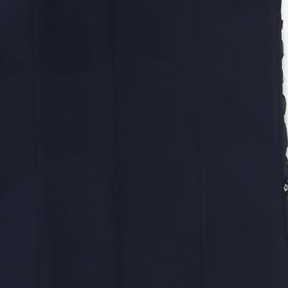Chase7 Womens Blue Polyester Sheath Size 12 Round Neck Zip