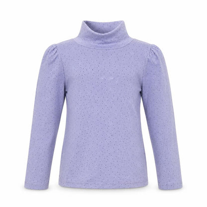 George Girls Purple Polka Dot Cotton Basic T-Shirt Size 5-6 Years High Neck Pullover