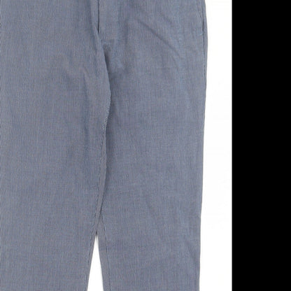 Revolution Mens Blue Striped Cotton Trousers Size 30 in L29 in Regular Button