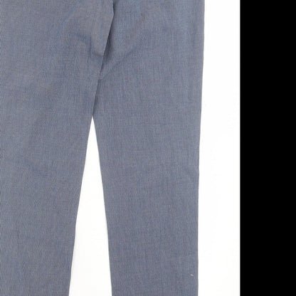 Revolution Mens Blue Striped Cotton Trousers Size 30 in L29 in Regular Button