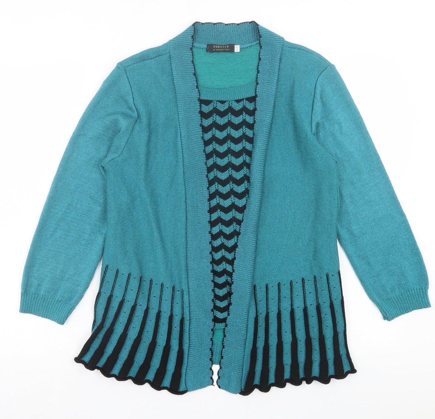 Michael Gold Womens Blue Boat Neck Geometric Acrylic Pullover Jumper Size S