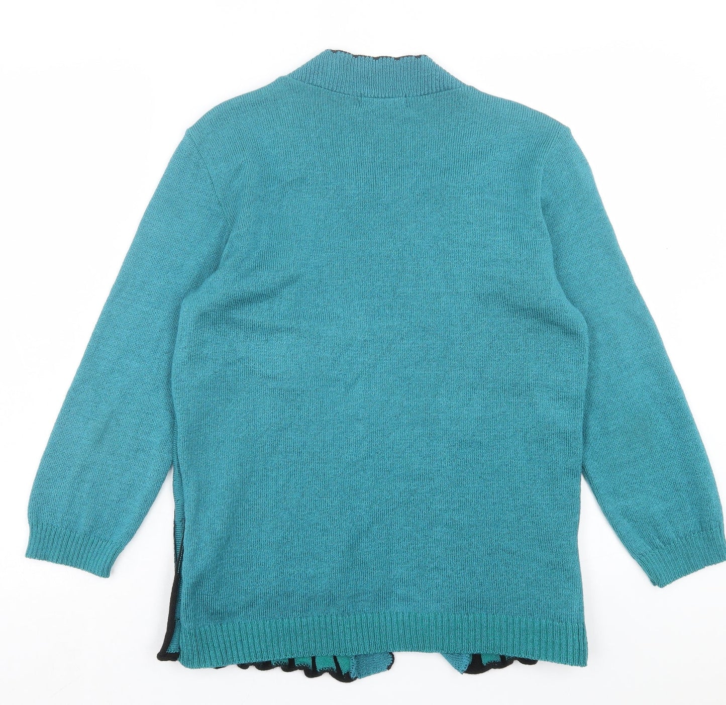 Michael Gold Womens Blue Boat Neck Geometric Acrylic Pullover Jumper Size S
