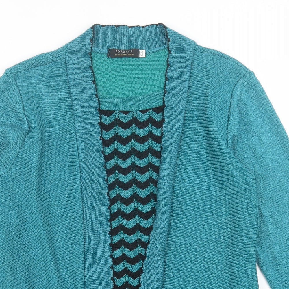 Michael Gold Womens Blue Boat Neck Geometric Acrylic Pullover Jumper Size S