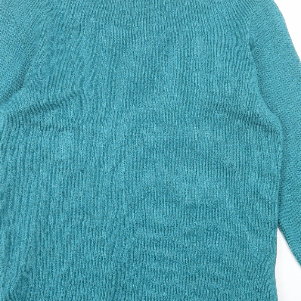 Michael Gold Womens Blue Boat Neck Geometric Acrylic Pullover Jumper Size S