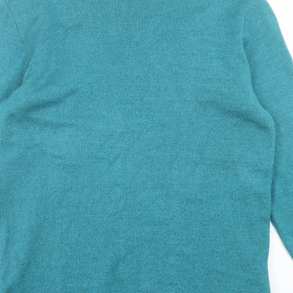 Michael Gold Womens Blue Boat Neck Geometric Acrylic Pullover Jumper Size S