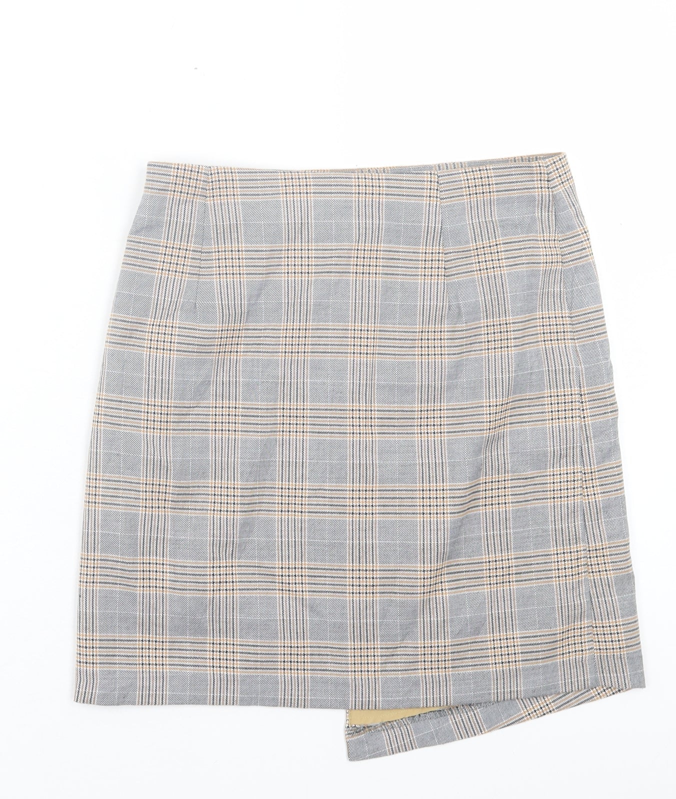 NEXT Womens Brown Plaid Polyester A-Line Skirt Size 6 Zip - Tailored