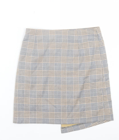NEXT Womens Brown Plaid Polyester A-Line Skirt Size 6 Zip - Tailored