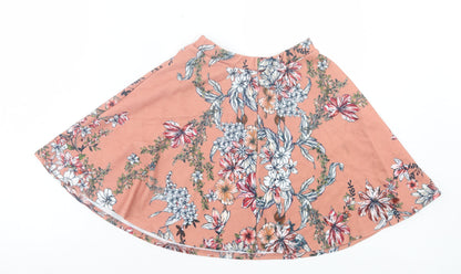 Boohoo Womens Pink Floral Polyester Skater Skirt Size 6