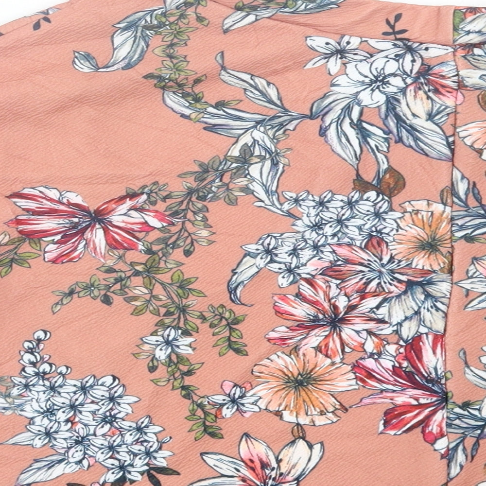 Boohoo Womens Pink Floral Polyester Skater Skirt Size 6