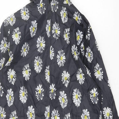 George Womens Black Floral Jacket Size 12 Zip