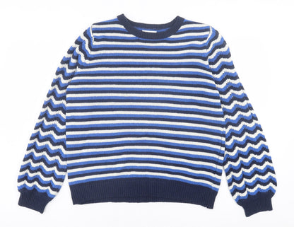 Womens UK Size M Papaya Blue Pullover Jumper