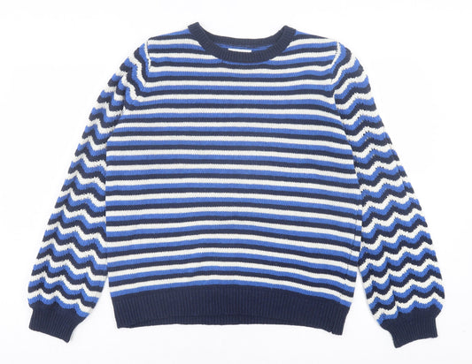 Womens UK Size M Papaya Blue Pullover Jumper