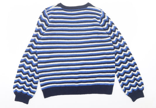 Womens UK Size M Papaya Blue Pullover Jumper