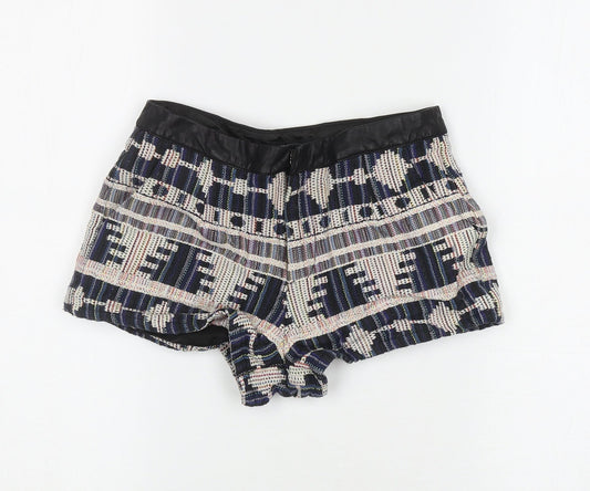 FOREVER 21 Womens Multicoloured Geometric Polyester Hot Pants Shorts Size XS L3 in Regular Zip