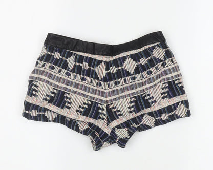 FOREVER 21 Womens Multicoloured Geometric Polyester Hot Pants Shorts Size XS L3 in Regular Zip