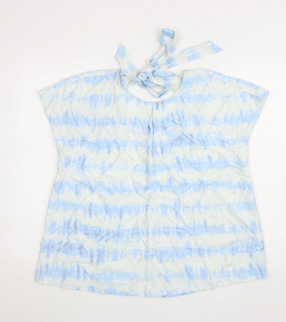 NEXT Womens White Viscose Basic Blouse Size 14 Round Neck - Tie Dye