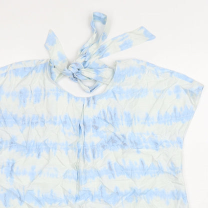 NEXT Womens White Viscose Basic Blouse Size 14 Round Neck - Tie Dye