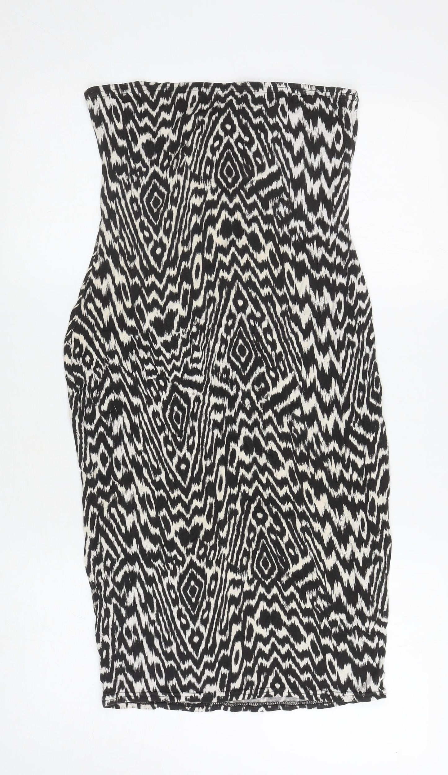 Boohoo Womens White Geometric Viscose Bodycon Size 14 Off the Shoulder Pullover