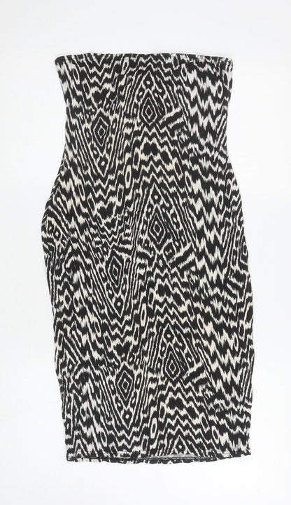 Boohoo Womens White Geometric Viscose Bodycon Size 14 Off the Shoulder Pullover