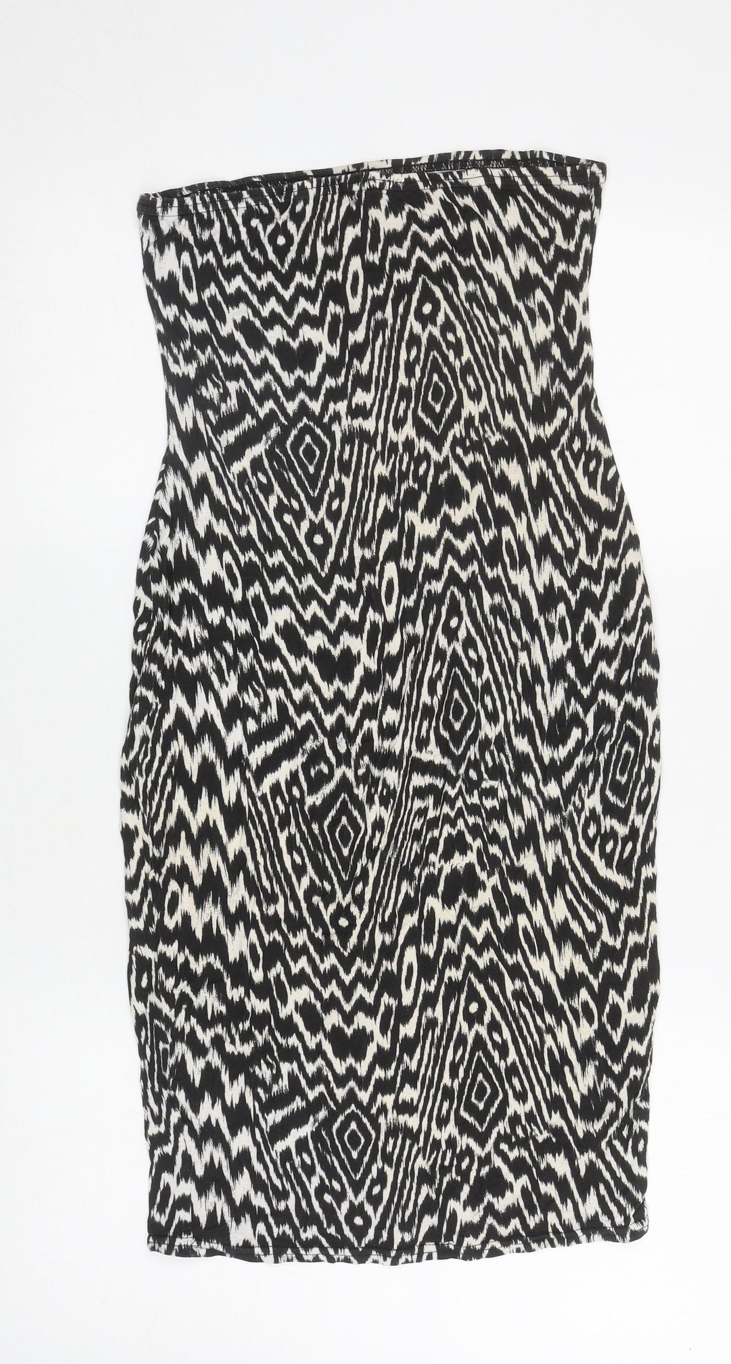 Boohoo Womens White Geometric Viscose Bodycon Size 14 Off the Shoulder Pullover