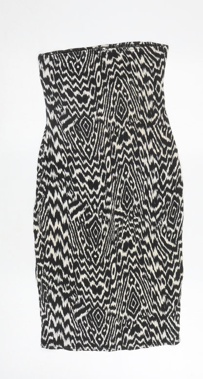 Boohoo Womens White Geometric Viscose Bodycon Size 14 Off the Shoulder Pullover