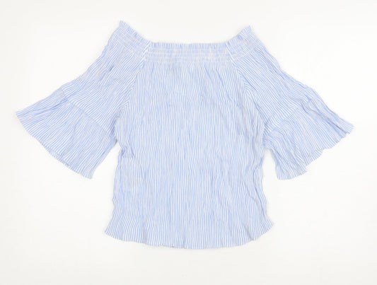 Womens UK Size 8 H&M Blue Basic Blouse