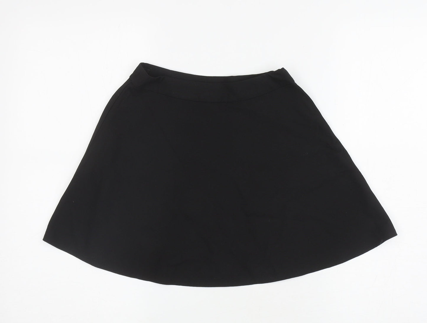 Marks and Spencer Girls Black Polyester Skater Skirt Size 6-7 Years Regular Zip