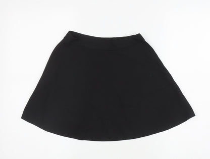 Marks and Spencer Girls Black Polyester Skater Skirt Size 6-7 Years Regular Zip