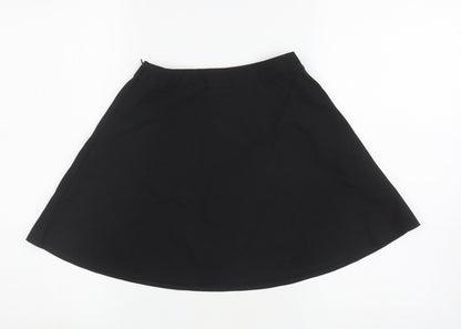 Marks and Spencer Girls Black Polyester Skater Skirt Size 6-7 Years Regular Zip