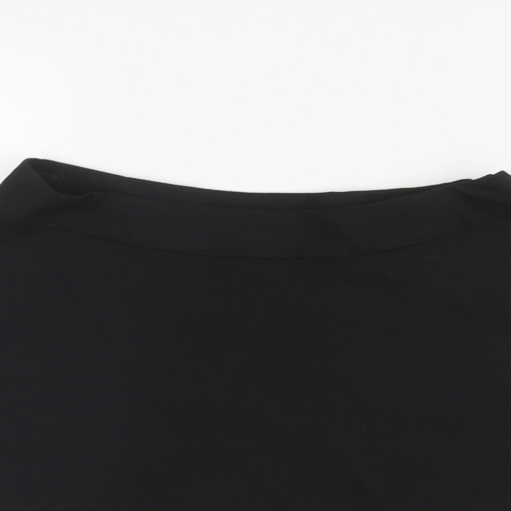 Marks and Spencer Girls Black Polyester Skater Skirt Size 6-7 Years Regular Zip