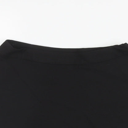 Marks and Spencer Girls Black Polyester Skater Skirt Size 6-7 Years Regular Zip