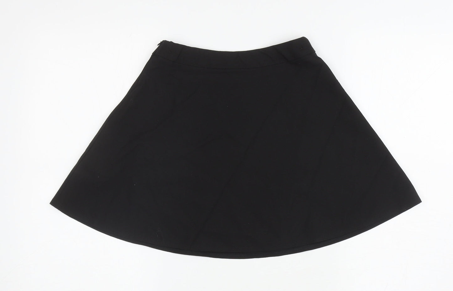 Marks and Spencer Girls Black Polyester Skater Skirt Size 6-7 Years Regular Zip