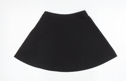 Marks and Spencer Girls Black Polyester Skater Skirt Size 6-7 Years Regular Zip