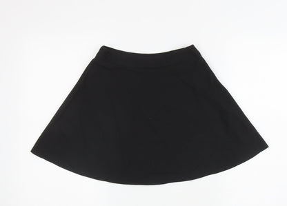 Marks and Spencer Girls Black Polyester Skater Skirt Size 6-7 Years Regular Zip