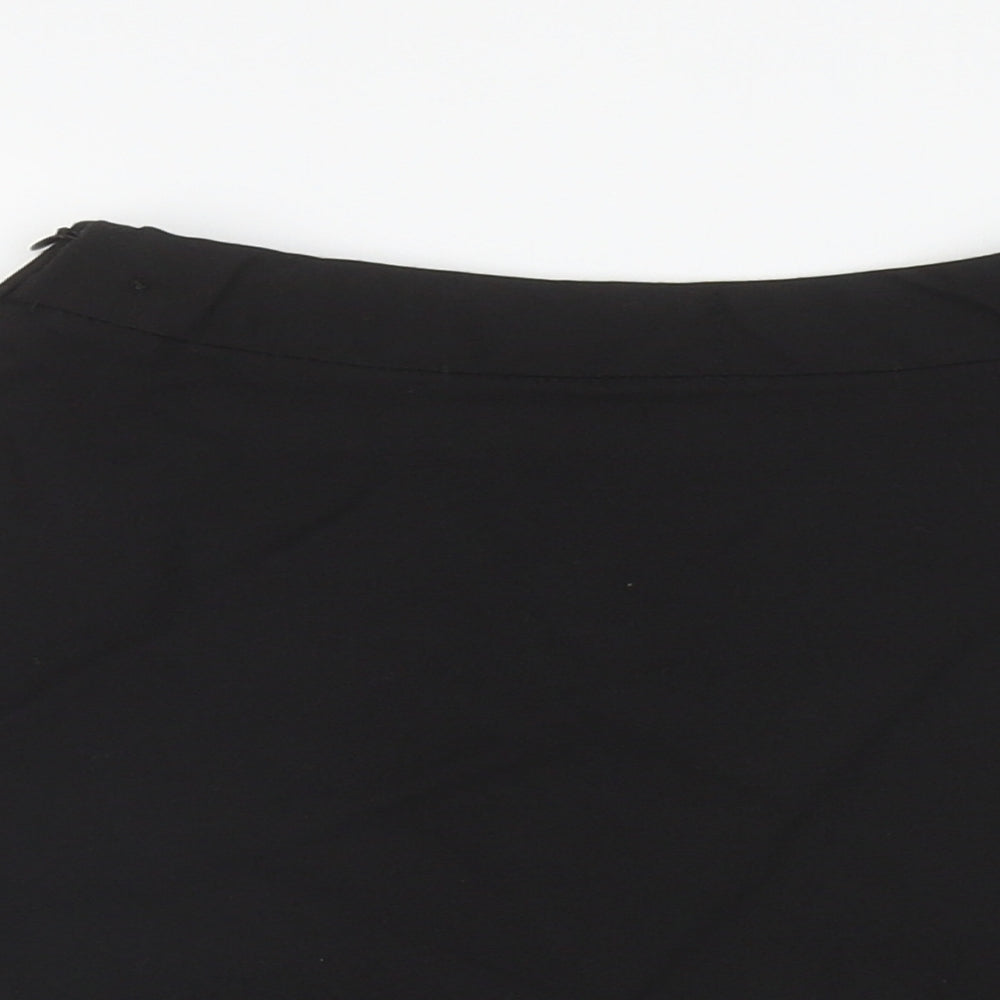 Marks and Spencer Girls Black Polyester Skater Skirt Size 6-7 Years Regular Zip