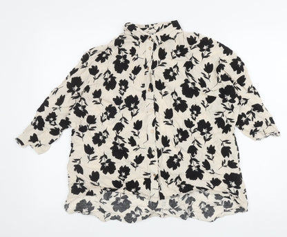 George Womens Ivory Floral Viscose Basic Button-Up Size 8 Collared