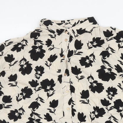 George Womens Ivory Floral Viscose Basic Button-Up Size 8 Collared