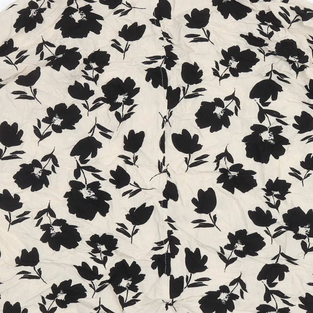 George Womens Ivory Floral Viscose Basic Button-Up Size 8 Collared