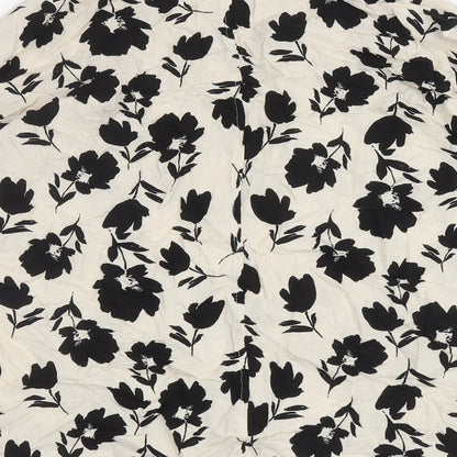 George Womens Ivory Floral Viscose Basic Button-Up Size 8 Collared