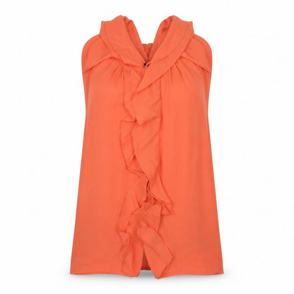 H&M Womens Orange Polyester Mini Size 10 V-Neck Hook & Eye