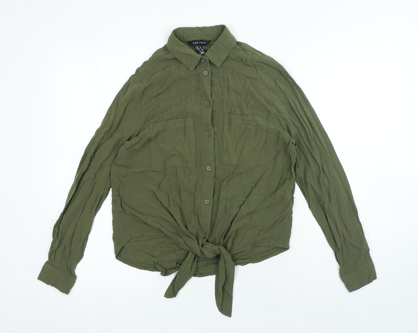 Womens UK Size 6 New Look Green Basic Button-Up