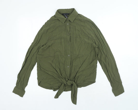 Womens UK Size 6 New Look Green Basic Button-Up