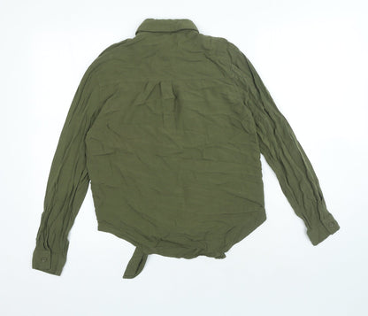 Womens UK Size 6 New Look Green Basic Button-Up