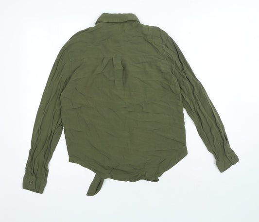 Womens UK Size 6 New Look Green Basic Button-Up