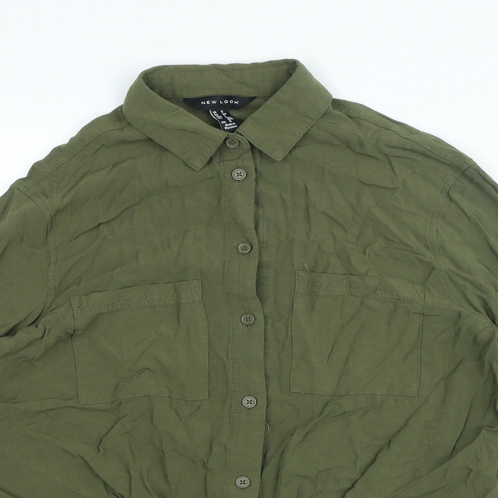 Womens UK Size 6 New Look Green Basic Button-Up