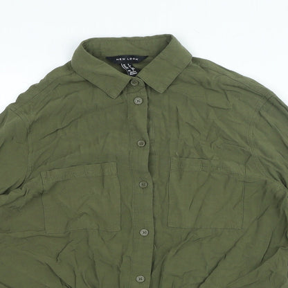 Womens UK Size 6 New Look Green Basic Button-Up
